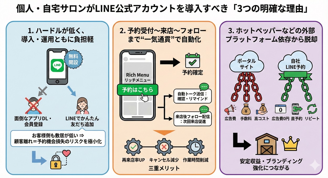 個人・自宅サロンがLINE予約システムを導入すべき「3つの明確な理由」