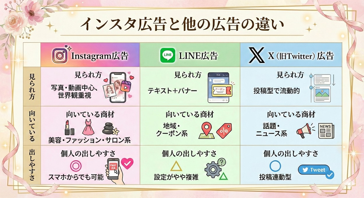 インスタ広告と他のSNS広告の違い