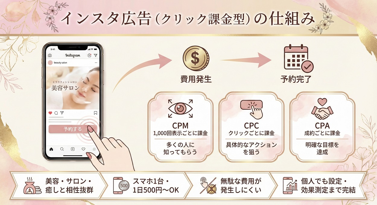 インスタ広告の成果の仕組み（クリック課金型）