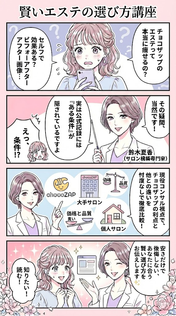 チョコザップの利点や他の業態サロン比較のオリジナル4コマ漫画